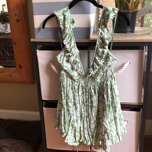 Halter Light Green Floral Romper